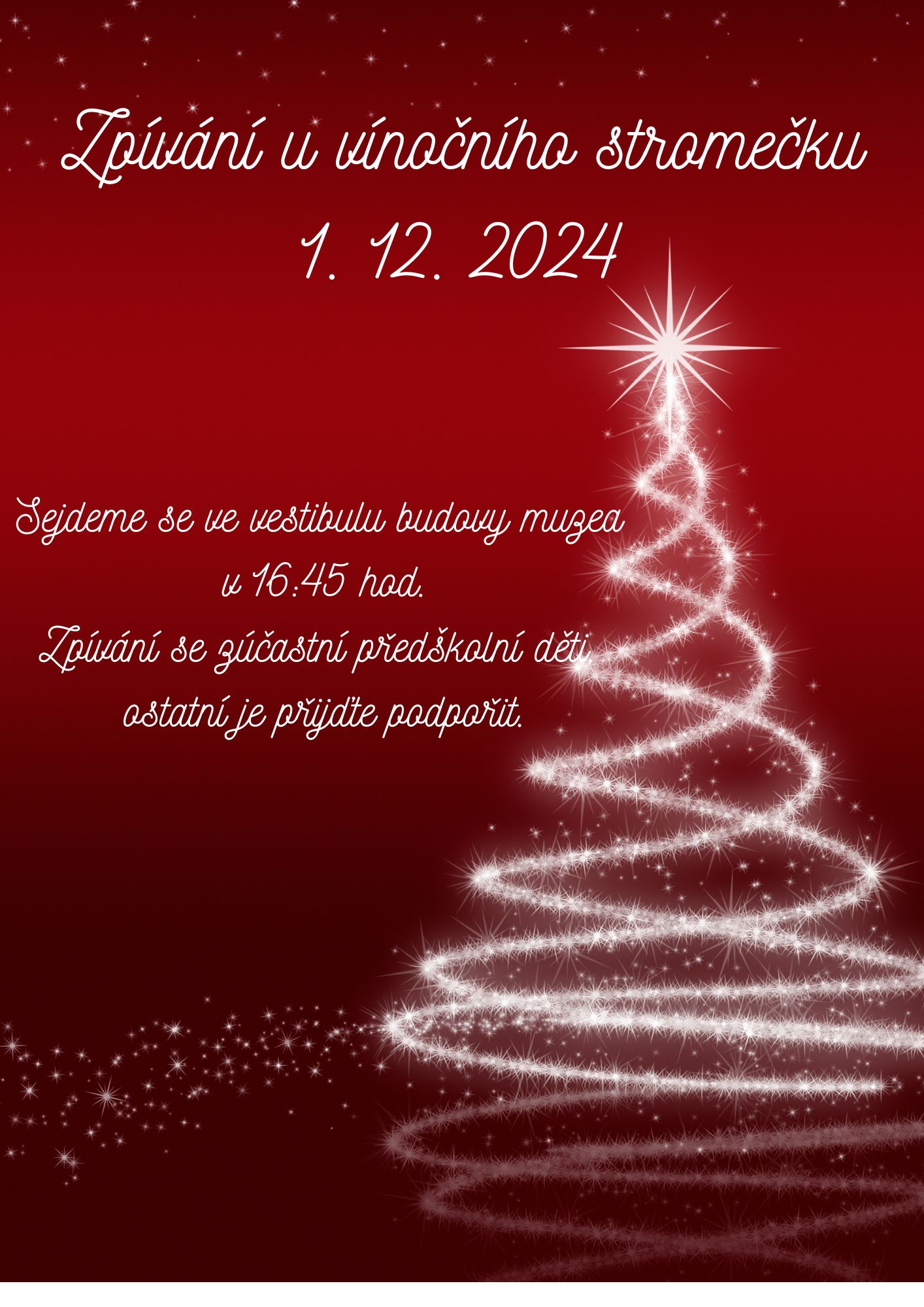 Zpívání u vínočního stromečku 3. 12. 2023